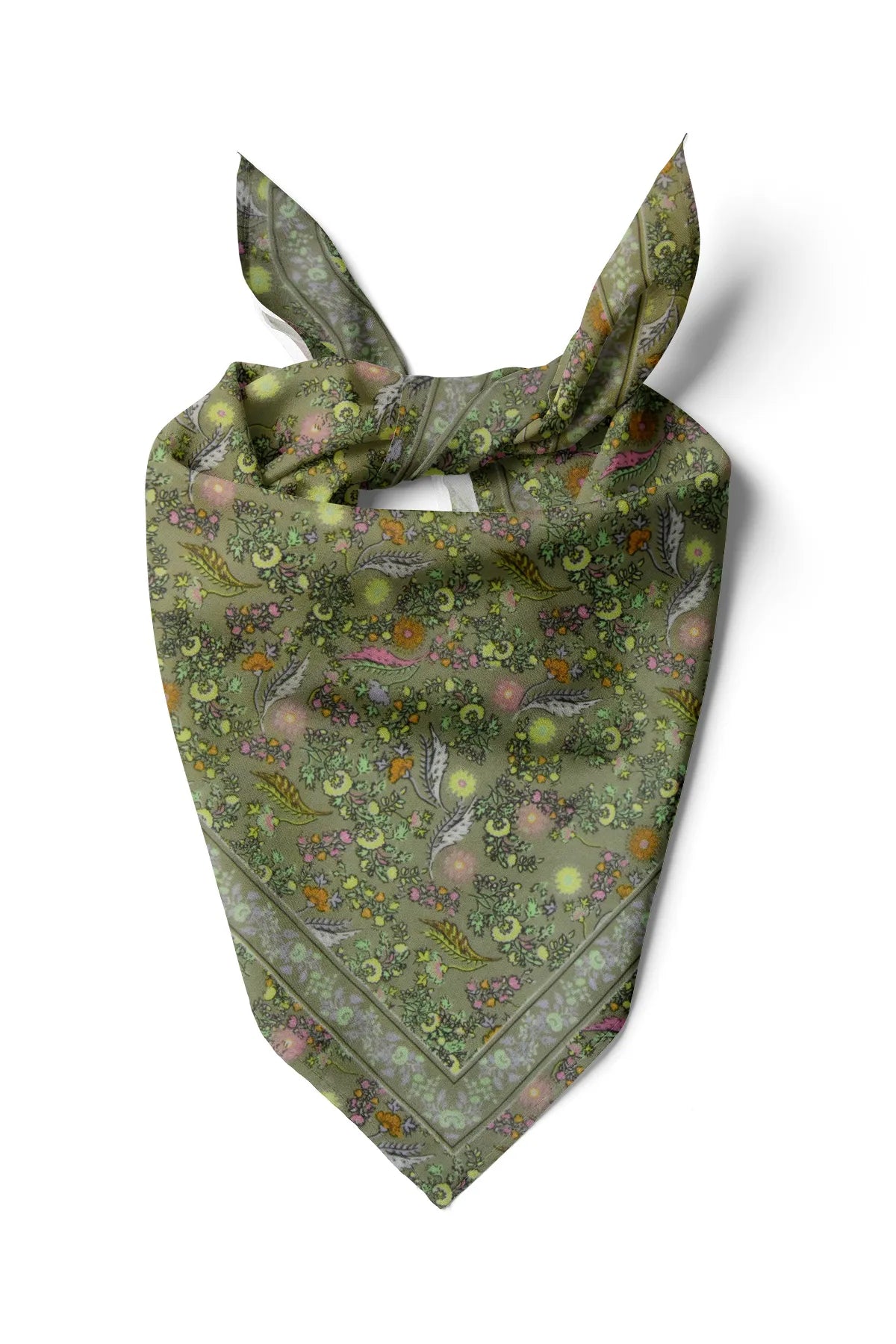 Green Floral Pattern Cotton Bandana - Cotton Bandana Scarf for Everyday Use