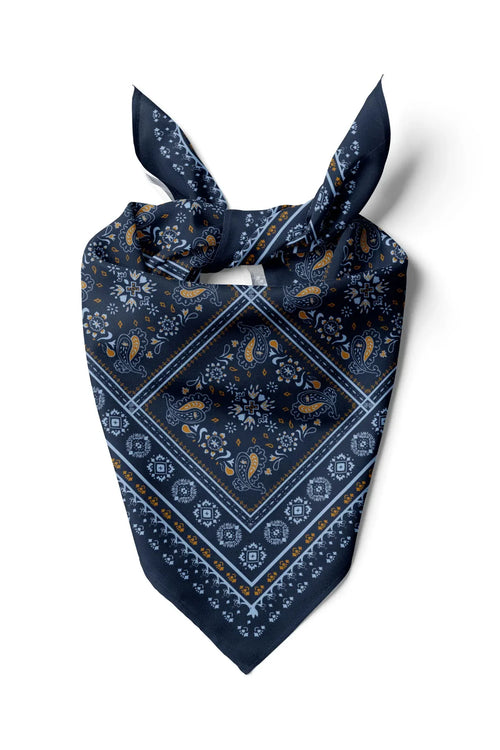Blue Ethnic Patterned Bandana - Stylish Women's Bandana Scarf