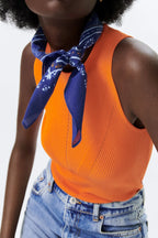 Blue Ethnic Patterned Bandana - Stylish Women's Bandana Scarf