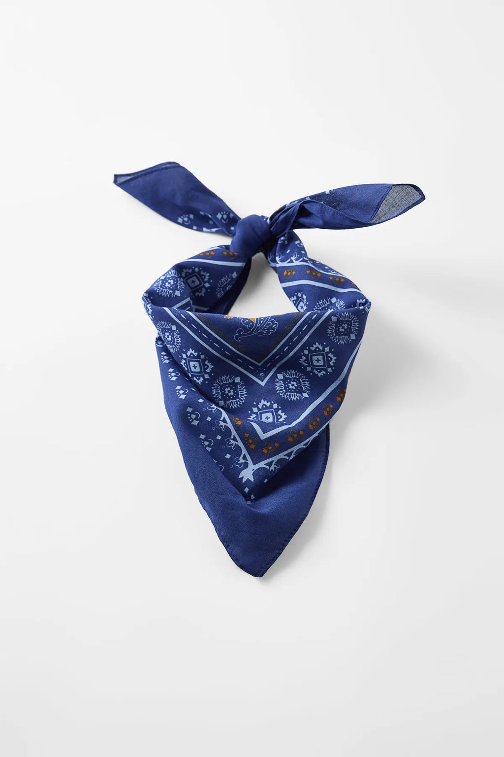 Blue Ethnic Patterned Bandana - Stylish Women's Bandana Scarf