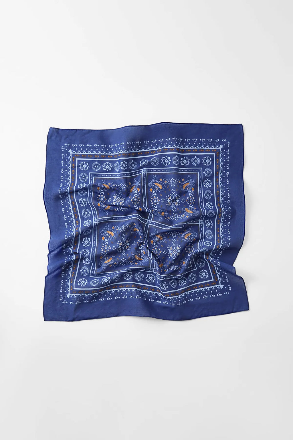 Blue Ethnic Patterned Bandana - Stylish Women's Bandana Scarf