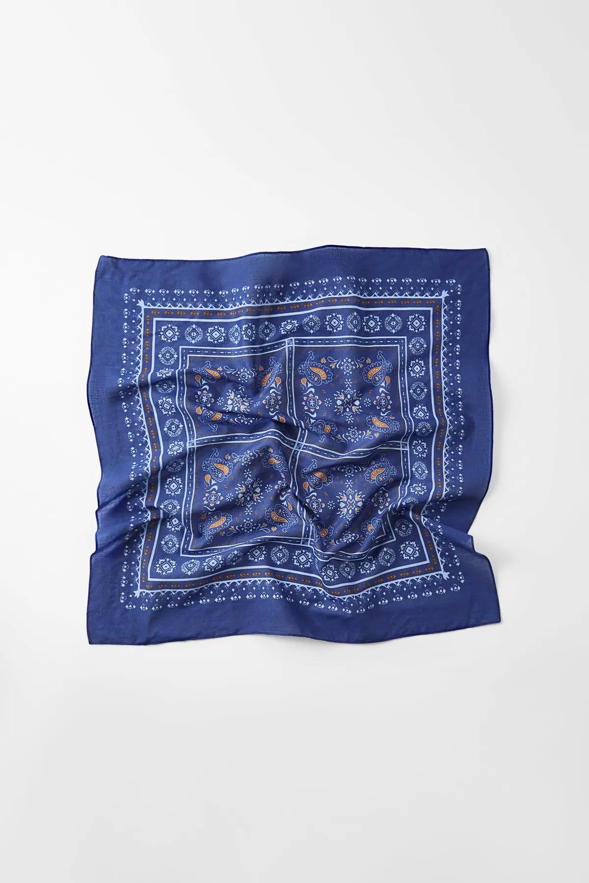 Blue Ethnic Patterned Bandana - Stylish Women's Bandana Scarf