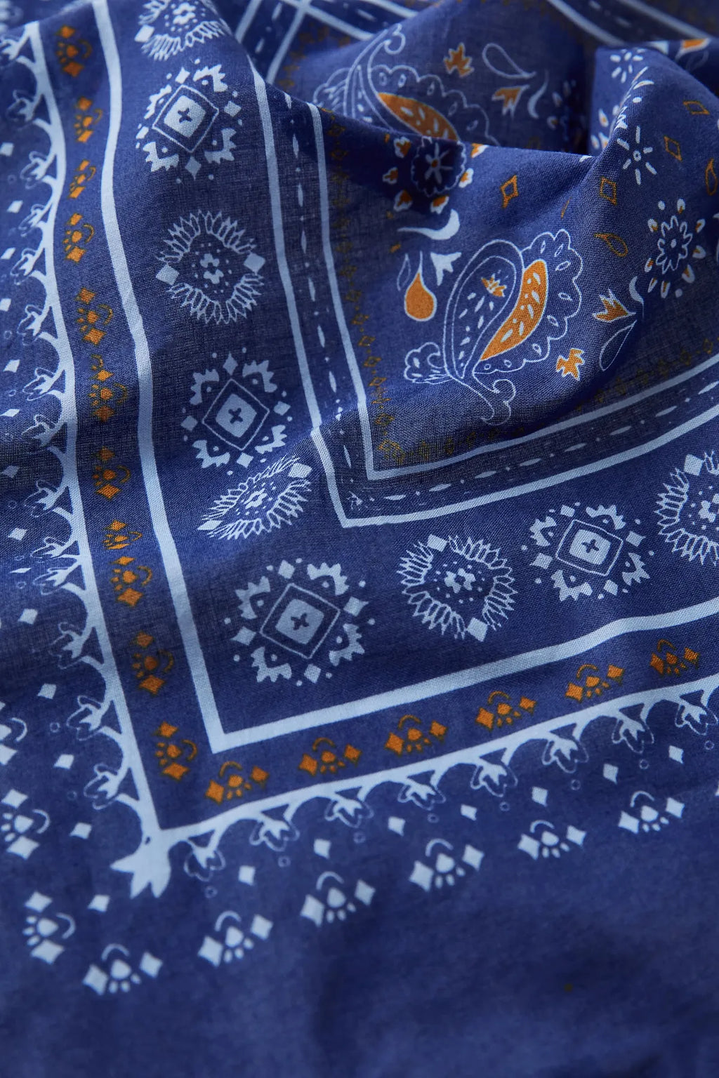 Blue Ethnic Patterned Bandana - Stylish Women's Bandana Scarf