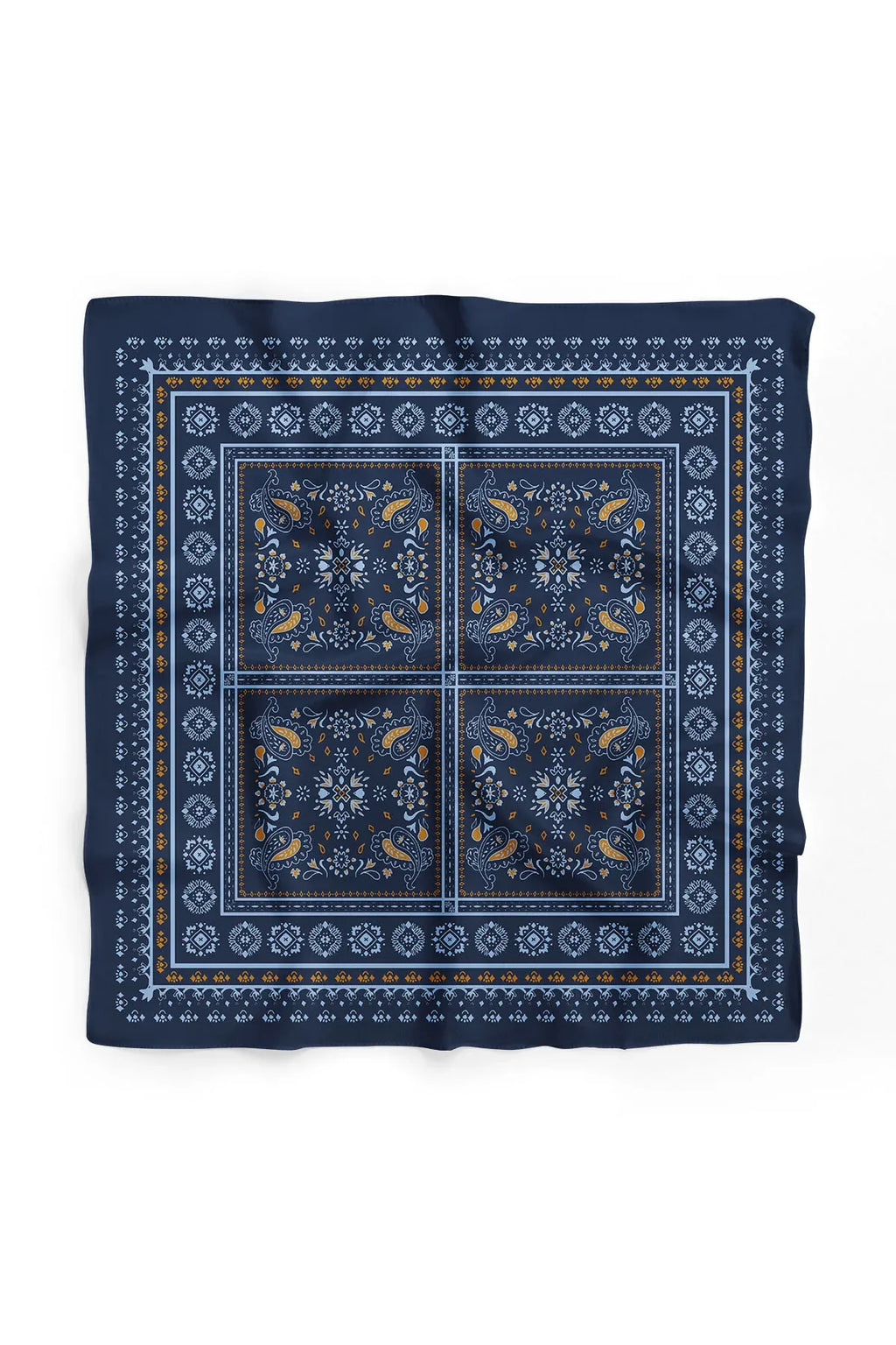 Blue Ethnic Patterned Bandana - Stylish Women's Bandana Scarf