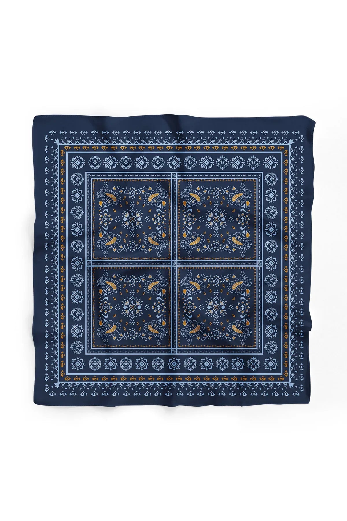 Blue Ethnic Patterned Bandana - Stylish Women's Bandana Scarf