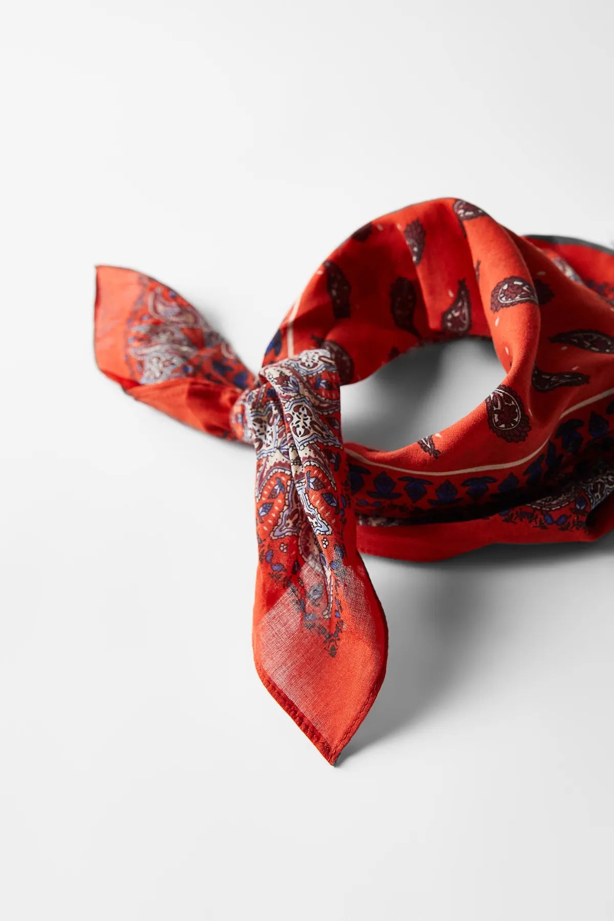 Ethnic Patterned Red Bandana - Stylish Women's Bandana Scarf