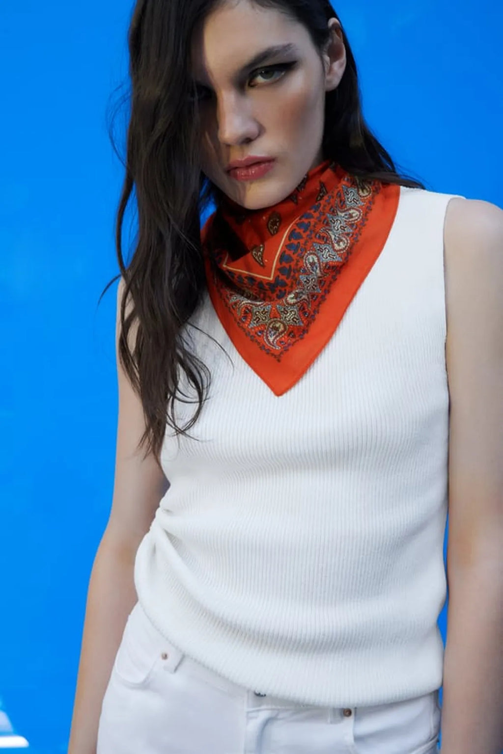 Ethnic Patterned Red Bandana - Stylish Women's Bandana Scarf