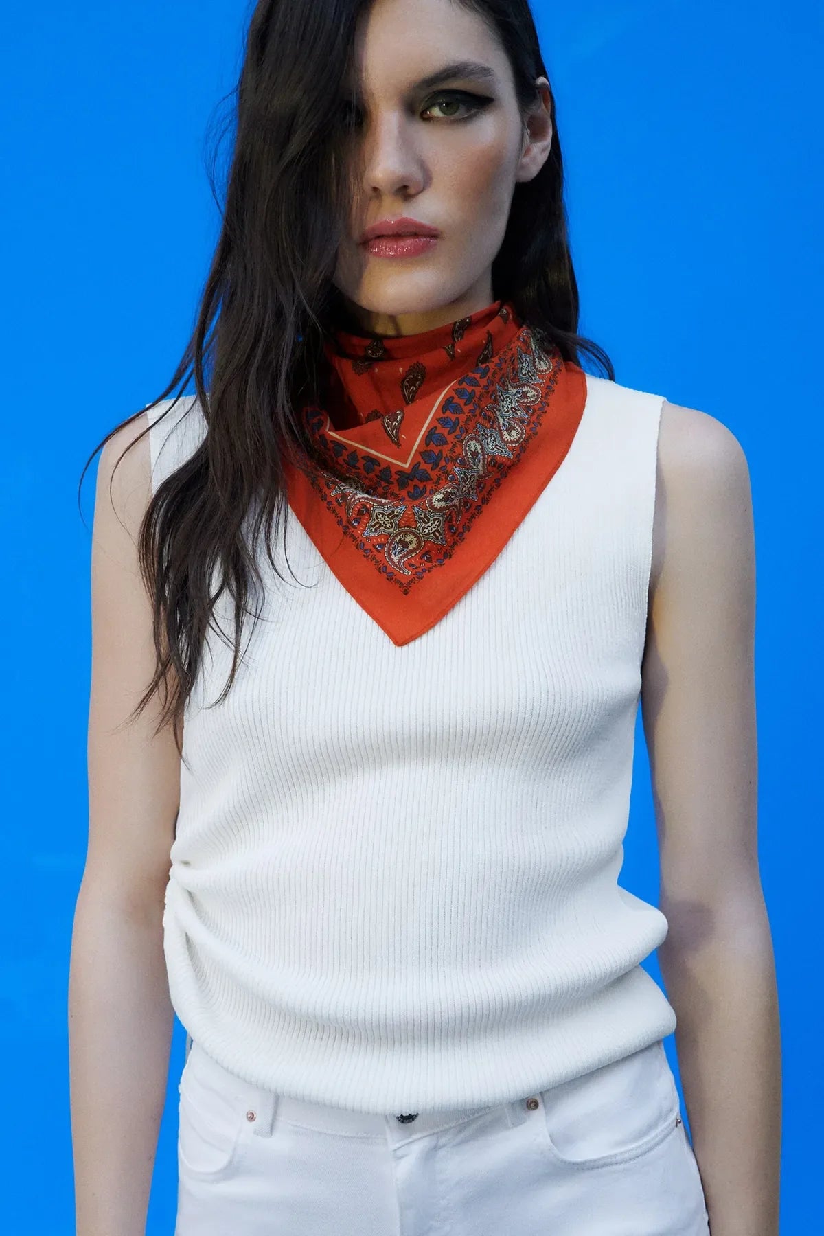 Ethnic Patterned Red Bandana - Stylish Women's Bandana Scarf