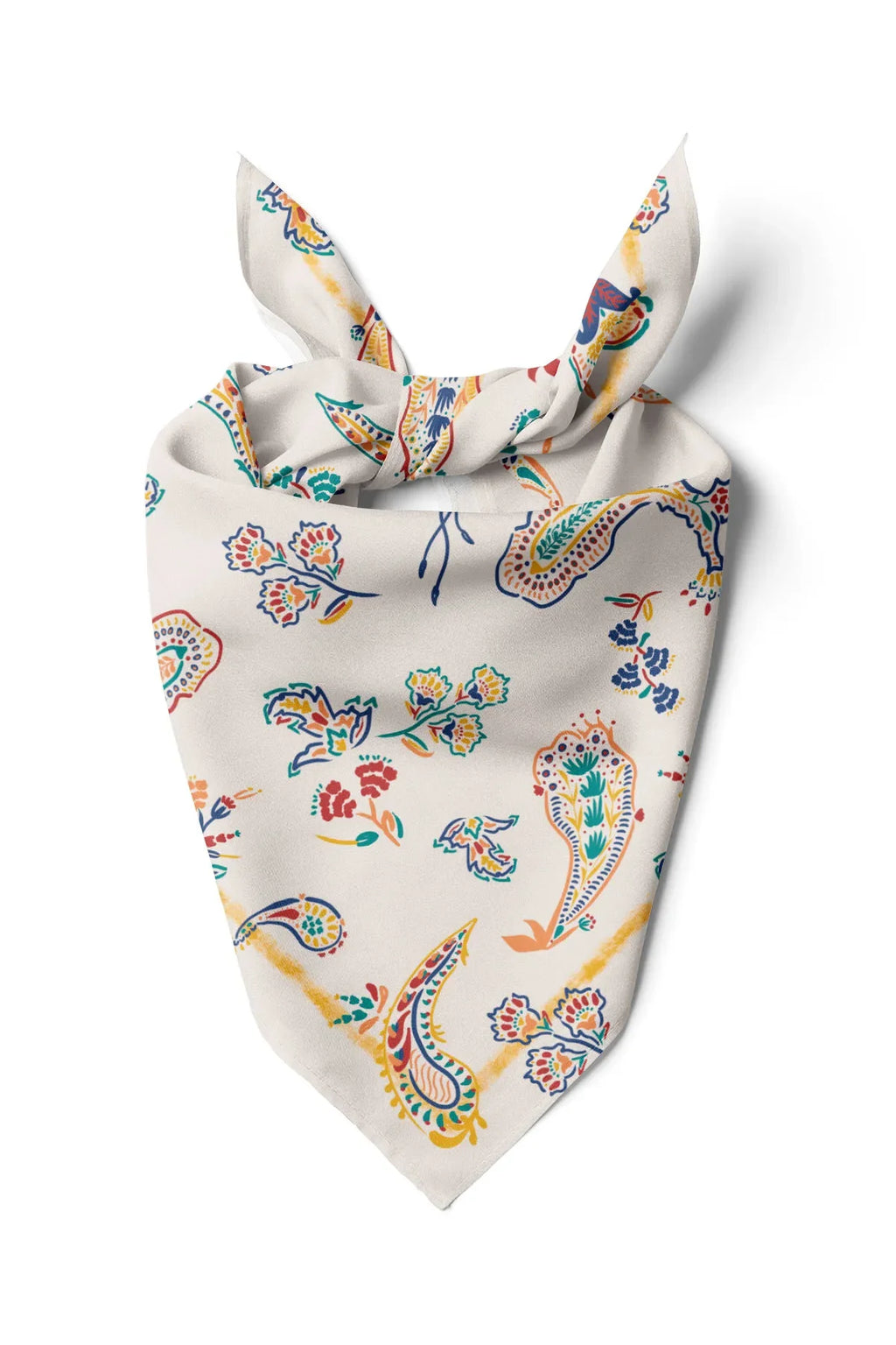 Ethnic Patterned Off-White Bandana - Stylish Women's Bandana Scarf