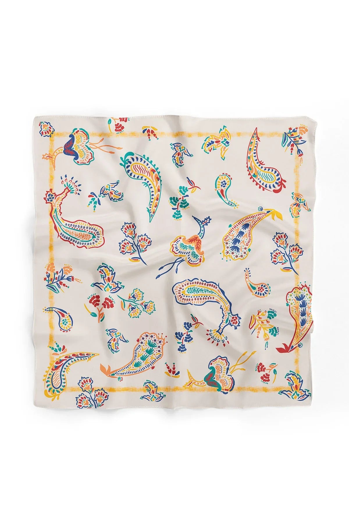 Ethnic Patterned Off-White Bandana - Stylish Women's Bandana Scarf