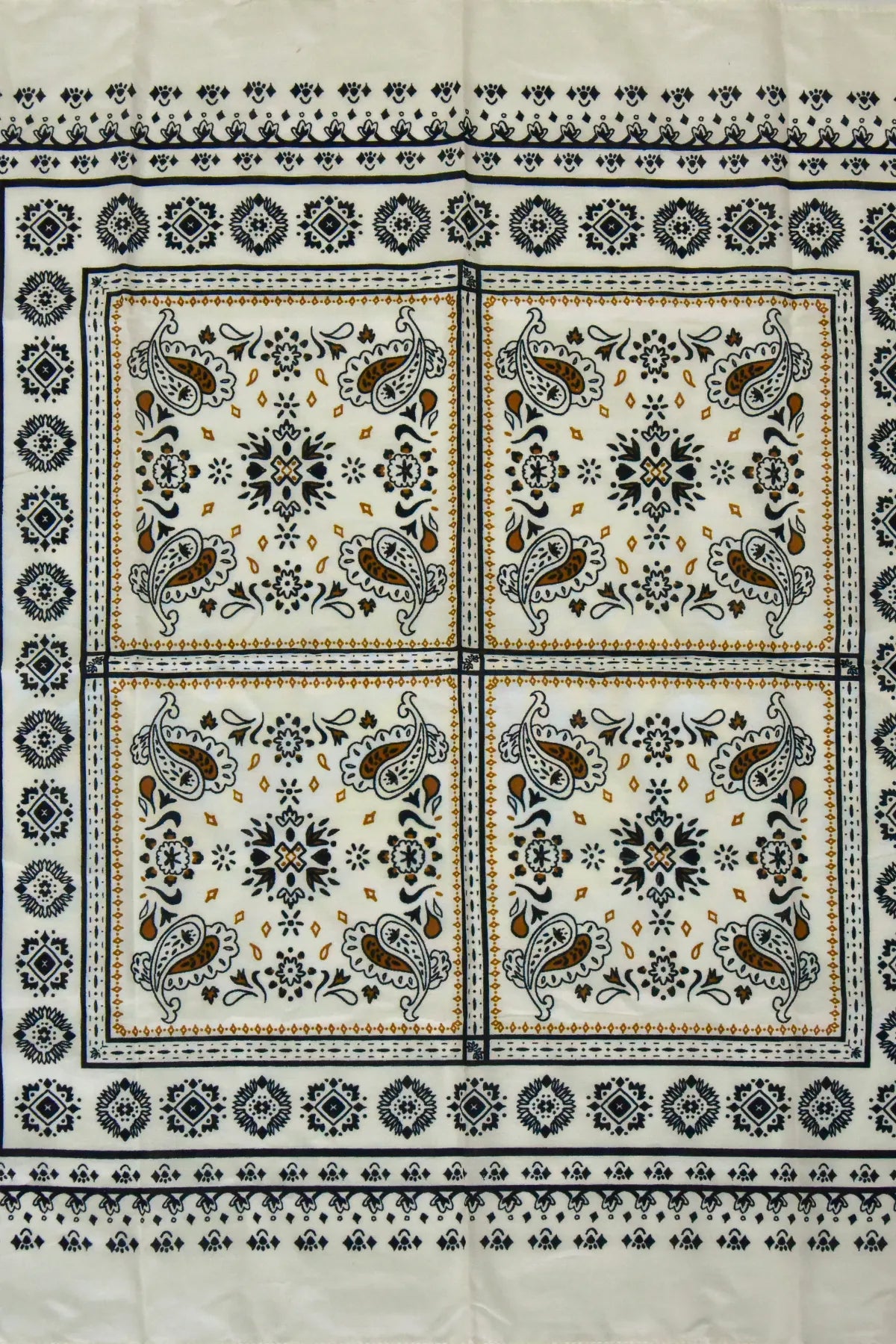 Ethnic Patterned Off-White Bandana - Stylish Women's Bandana Scarf