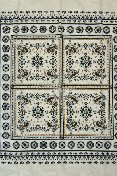 Ethnic Patterned Off-White Bandana - Stylish Women's Bandana Scarf
