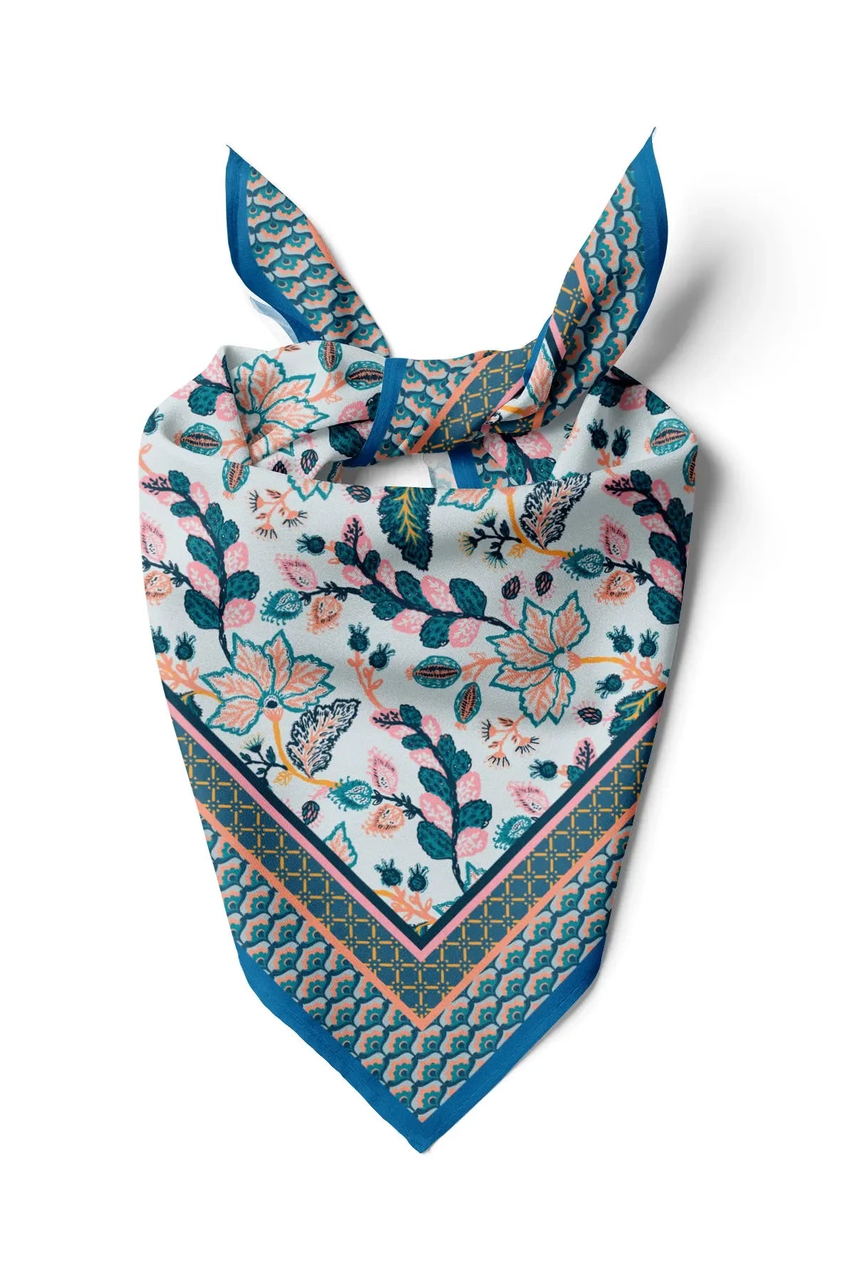 Blue Patterned Cotton Bandana - Cotton Bandana Scarf for Everyday Use
