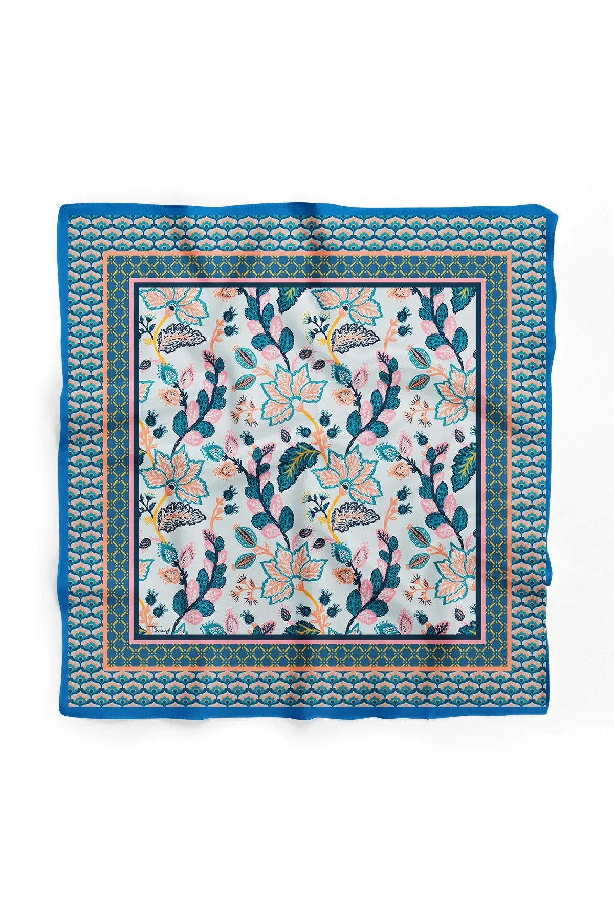 Blue Patterned Cotton Bandana - Cotton Bandana Scarf for Everyday Use