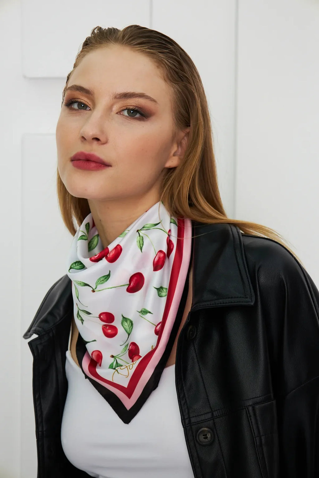Women's Cherry Pattern Scarf Bandana - Stylish Women's Bandana Scarf