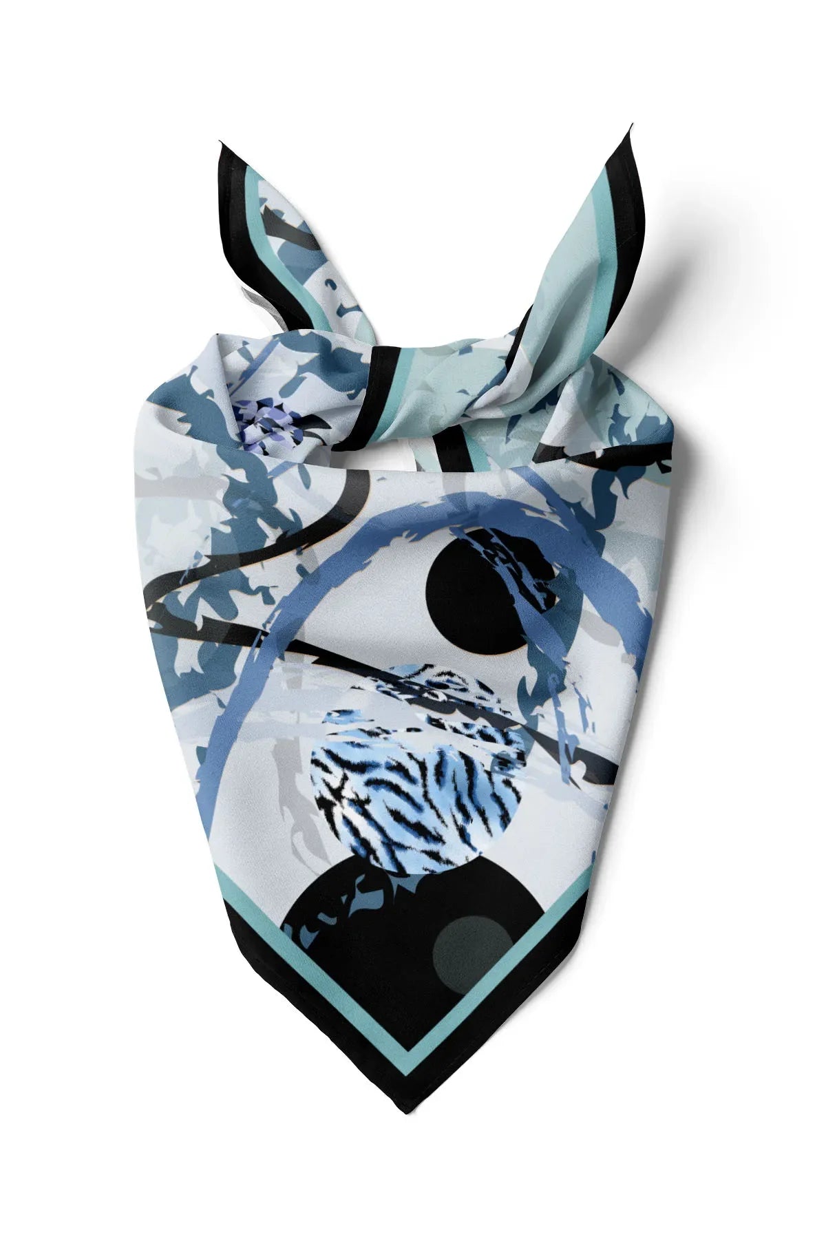 Women's Blue Patterned Scarf Bandana - Stylish Women's Bandana Scarf