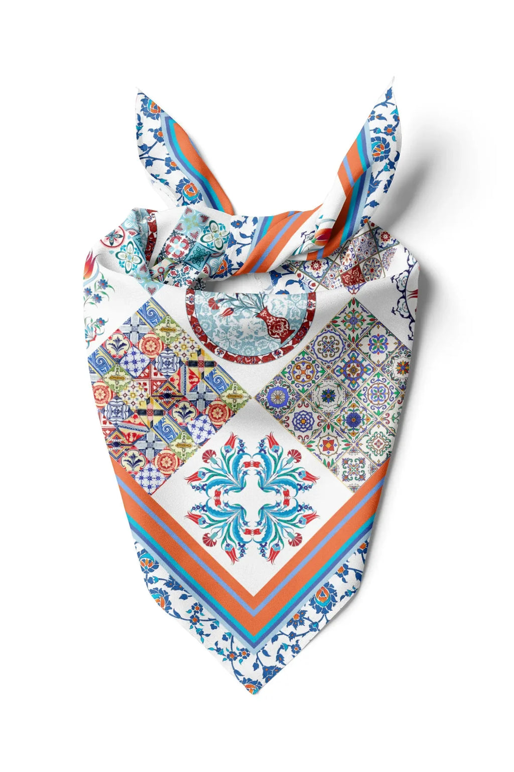 Women's Blue Patterned Scarf Bandana - Stylish Women's Bandana Scarf