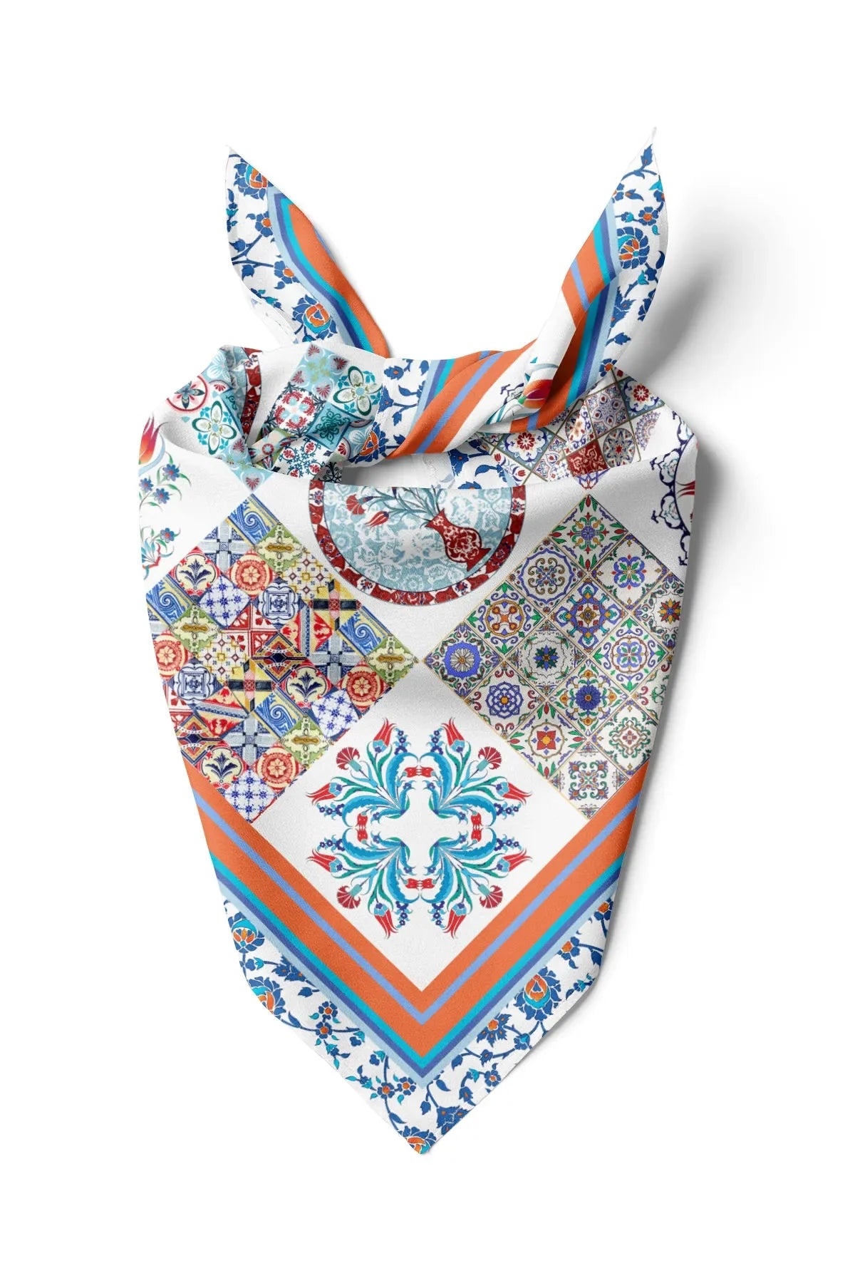 Women's Blue Patterned Scarf Bandana - Stylish Women's Bandana Scarf