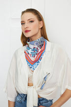 Women's Blue Patterned Scarf Bandana - Stylish Women's Bandana Scarf