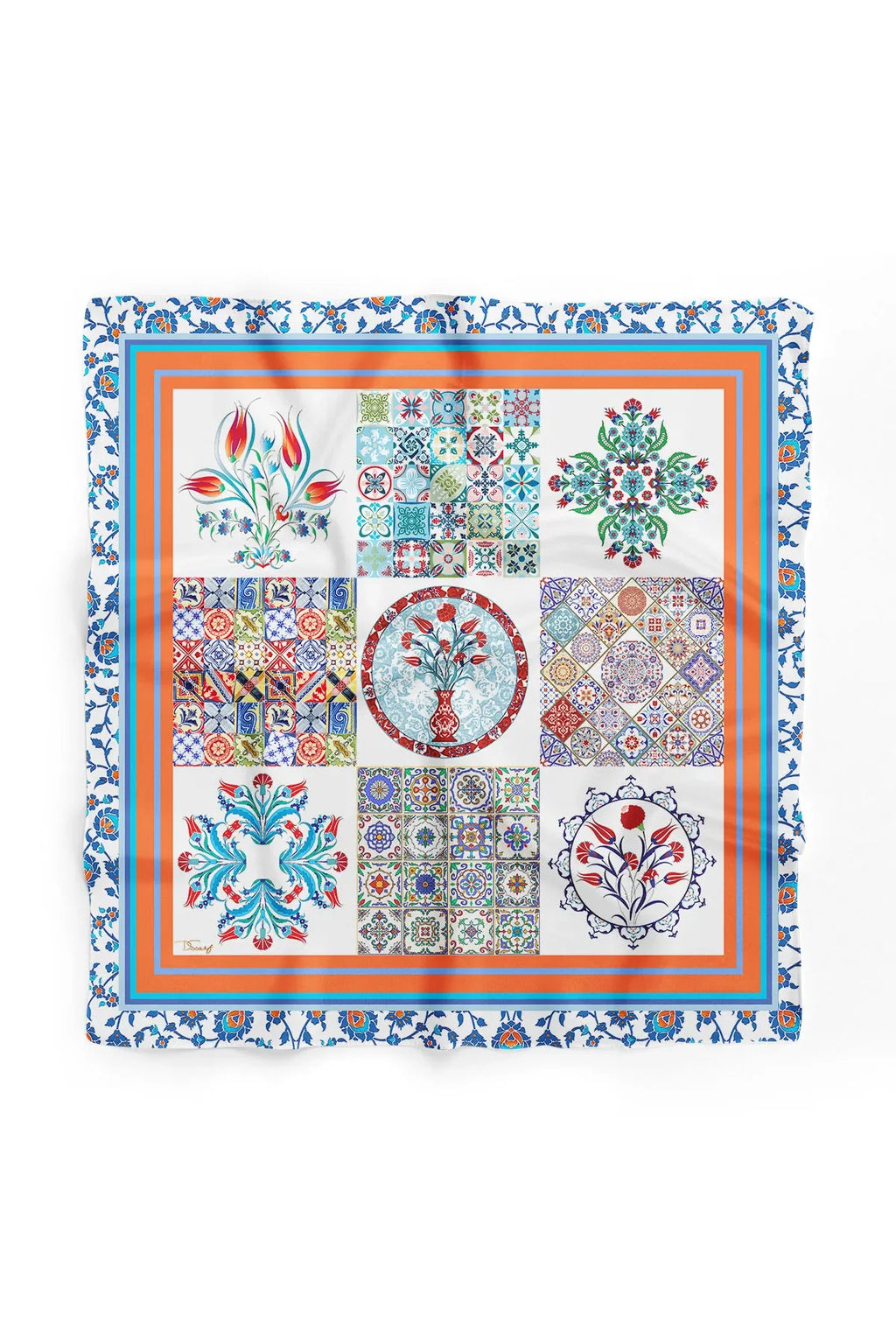 Women's Blue Patterned Scarf Bandana - Stylish Women's Bandana Scarf