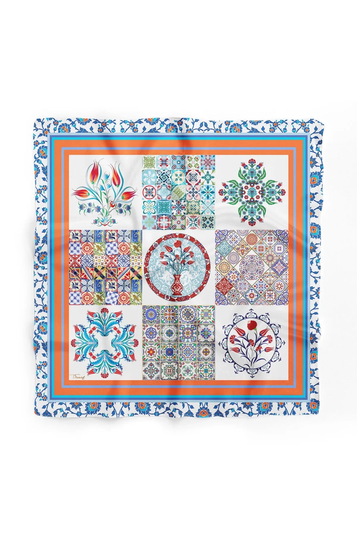 Women's Blue Patterned Scarf Bandana - Stylish Women's Bandana Scarf