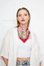 Pink Ethnic Patterned Women's Scarf - Colorful Patterned Women's Scarf
