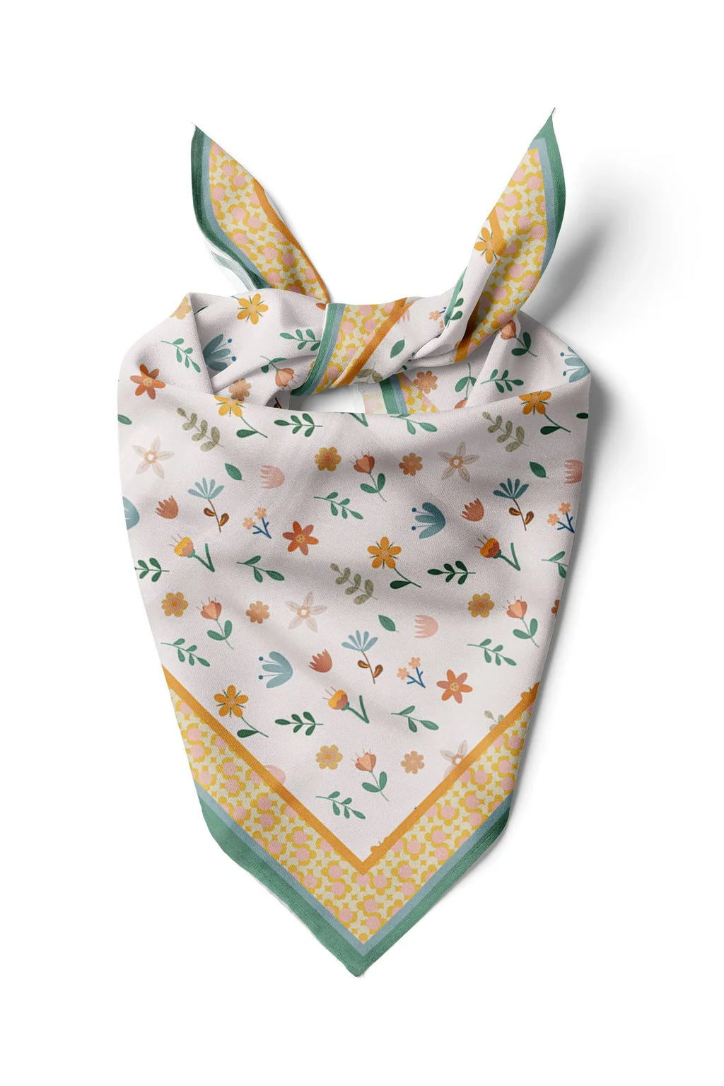 Aqua Green Floral Pattern Women's Scarf - Colorful Patterned Women's Scarf