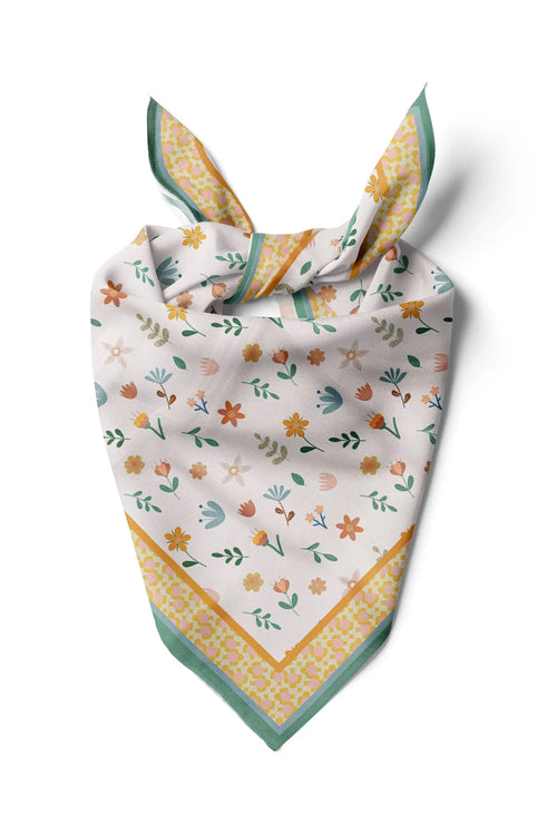 Aqua Green Floral Pattern Women's Scarf - Colorful Patterned Women's Scarf