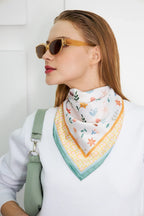 Aqua Green Floral Pattern Women's Scarf - Colorful Patterned Women's Scarf
