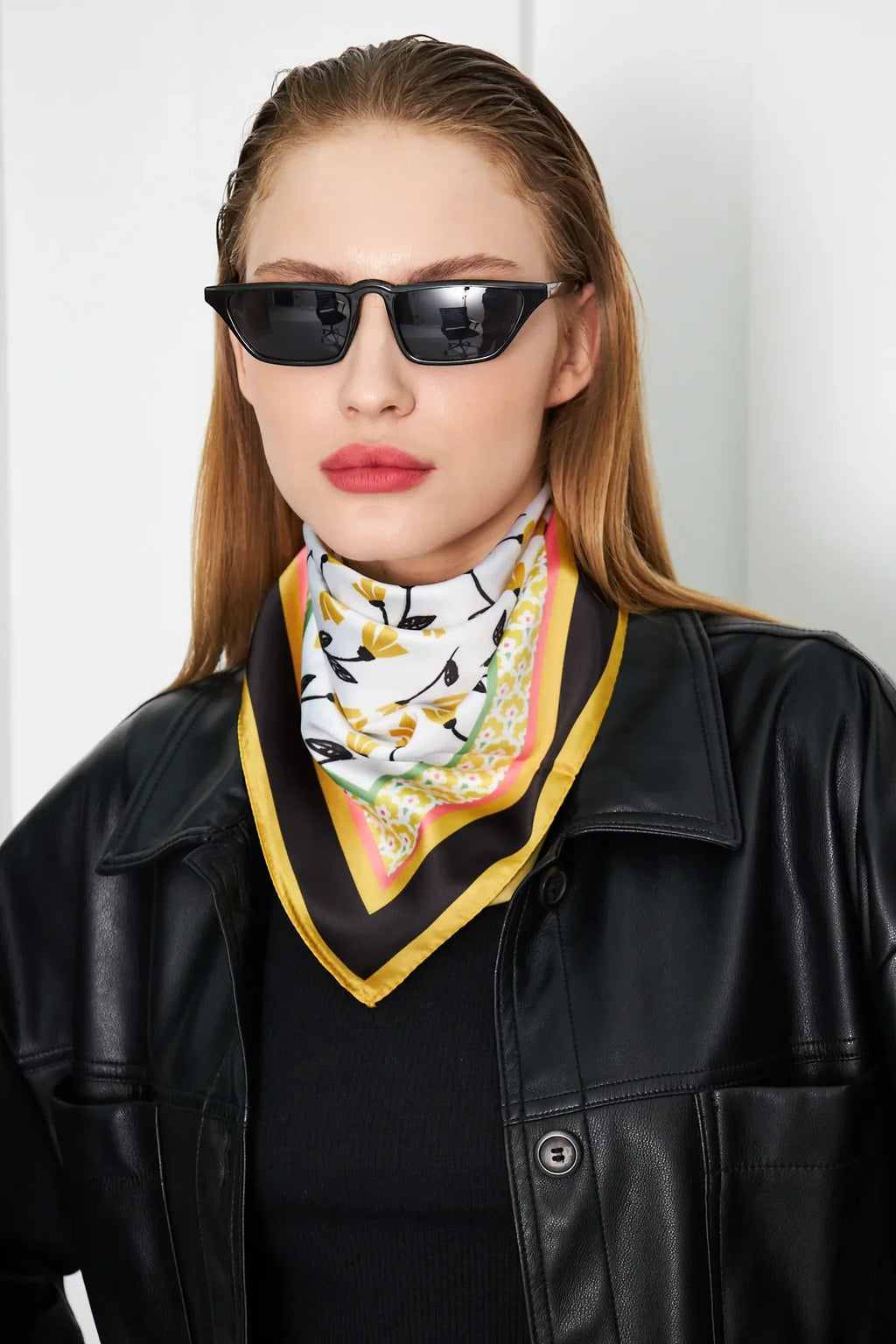 Yellow Floral Pattern Women's Scarf - Colorful Pattern Women's Scarf