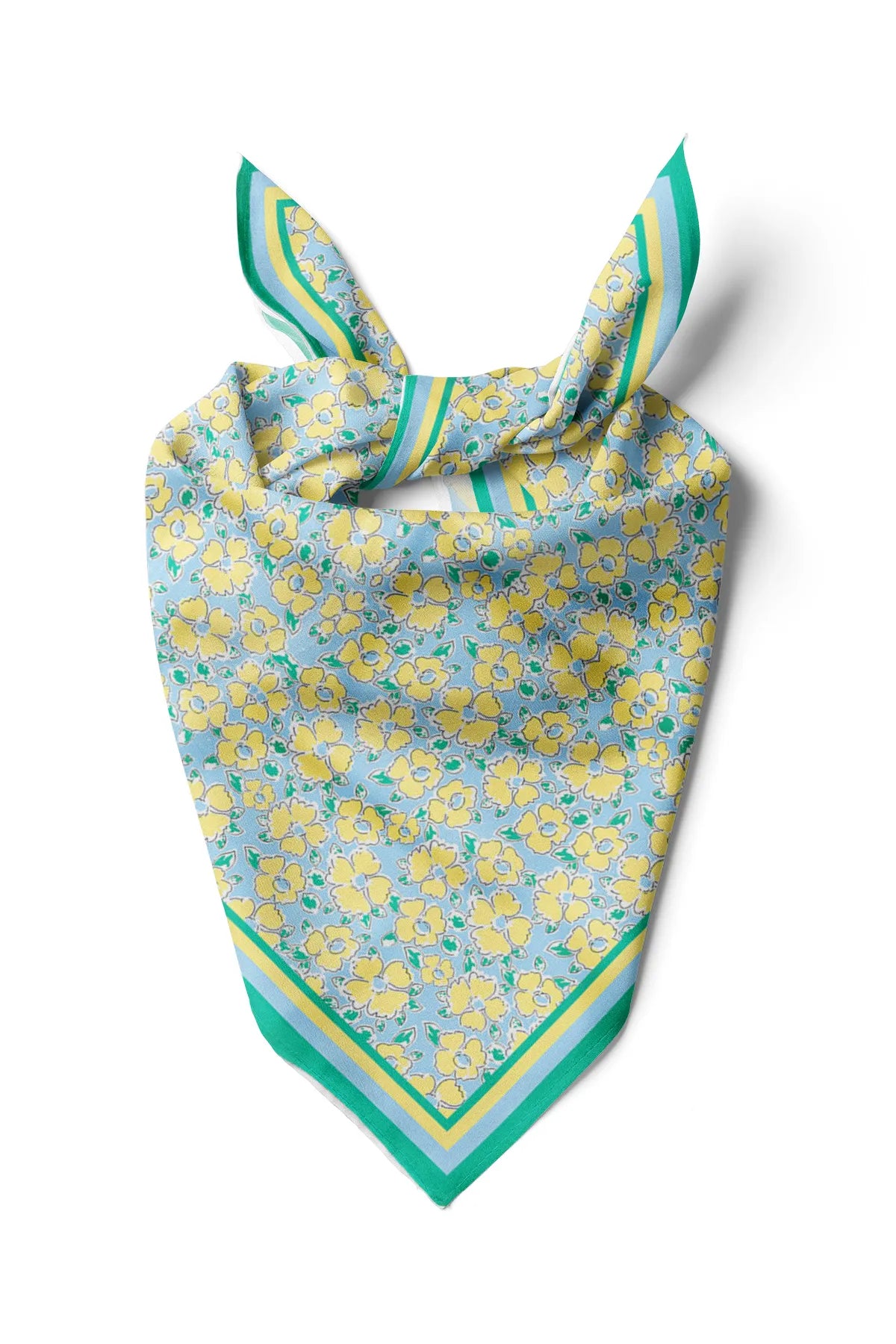 Green and Yellow Floral Pattern Women's Scarf - Colorful Patterned Women's Scarf