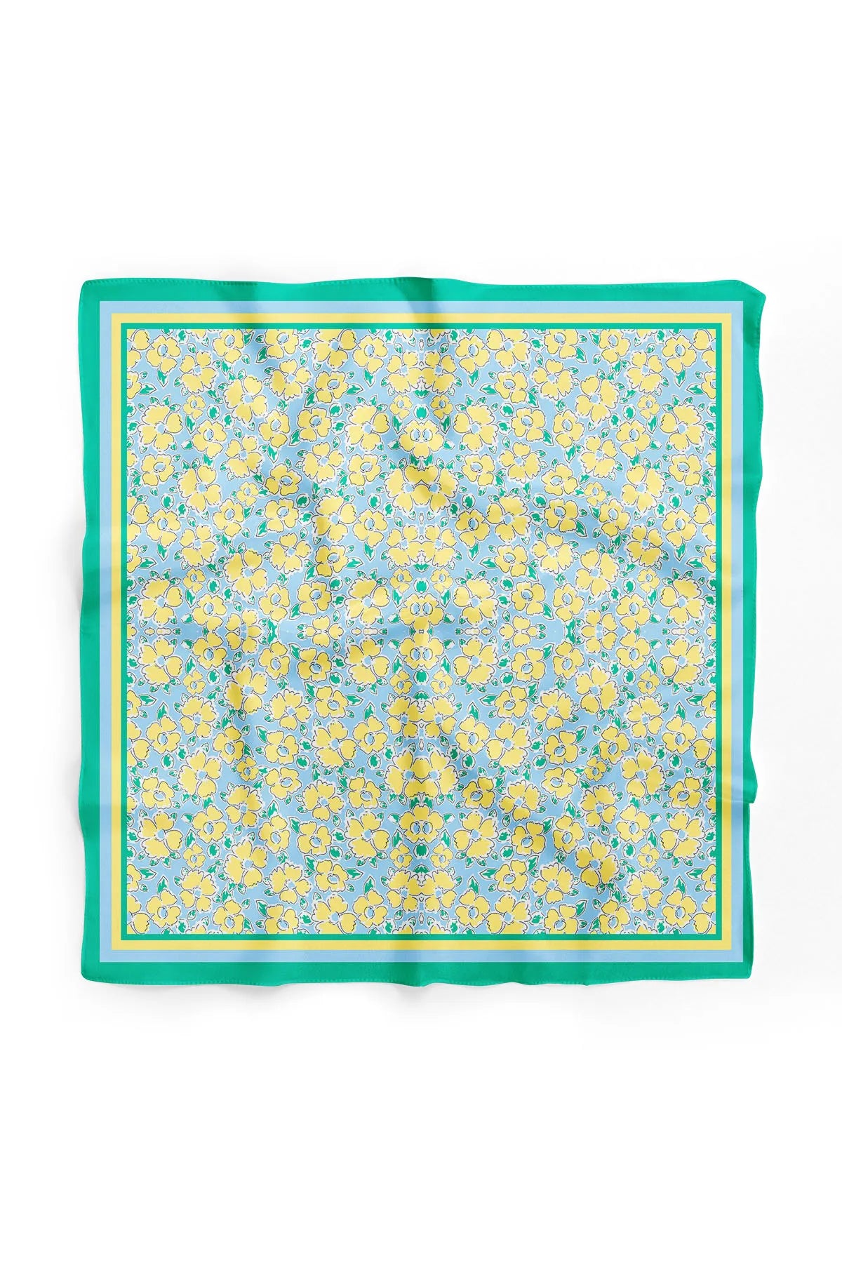Green and Yellow Floral Pattern Women's Scarf - Colorful Patterned Women's Scarf
