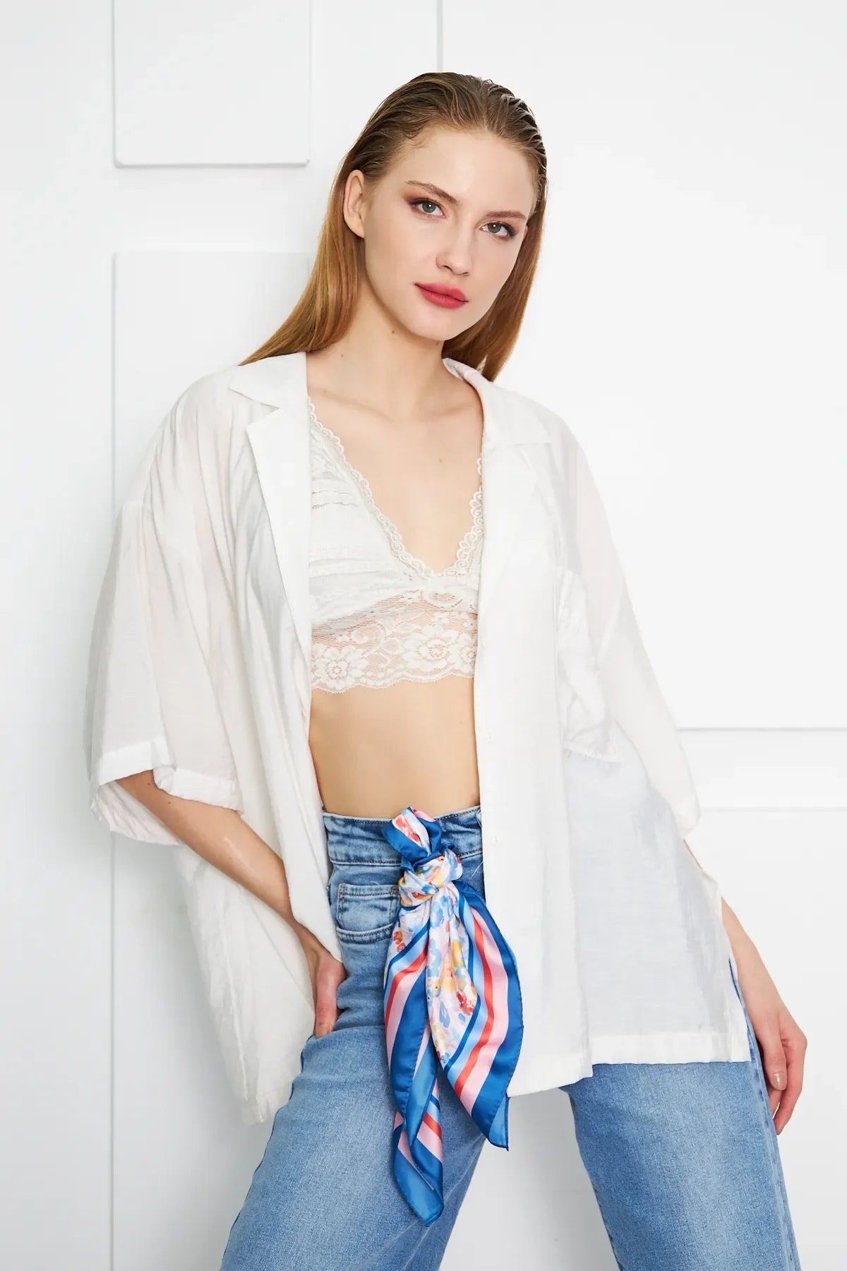 Blue Floral Pattern Women's Scarf - Colorful Pattern Women's Scarf