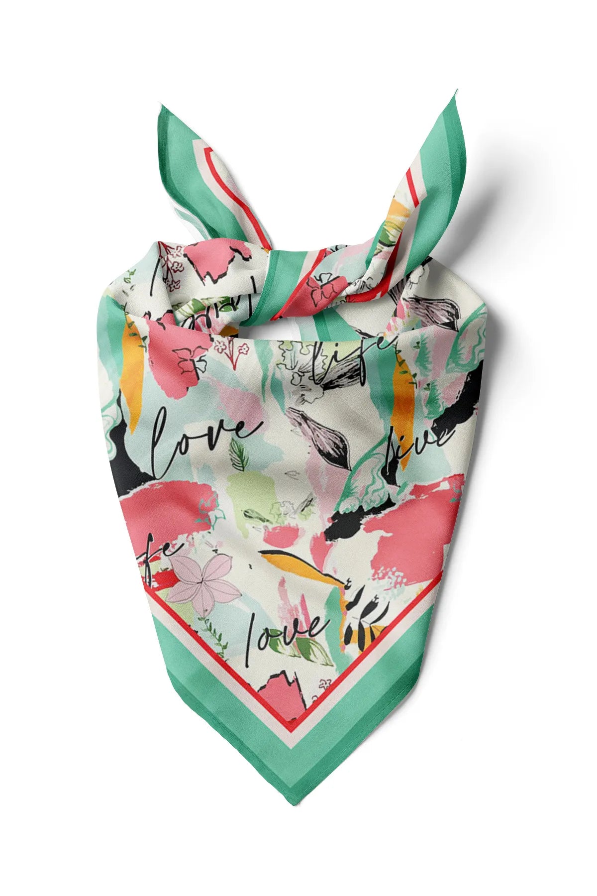 Green Patterned Women's Scarf - Colorful Patterned Women's Scarf