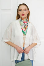 Green Patterned Women's Scarf - Colorful Patterned Women's Scarf