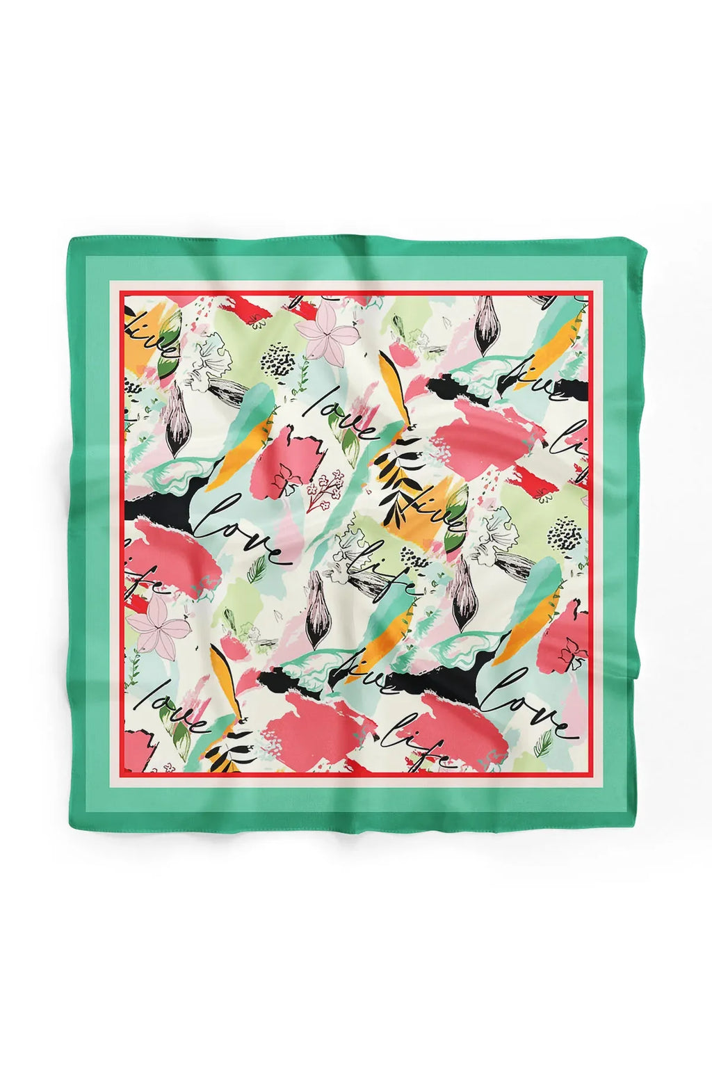 Green Patterned Women's Scarf - Colorful Patterned Women's Scarf