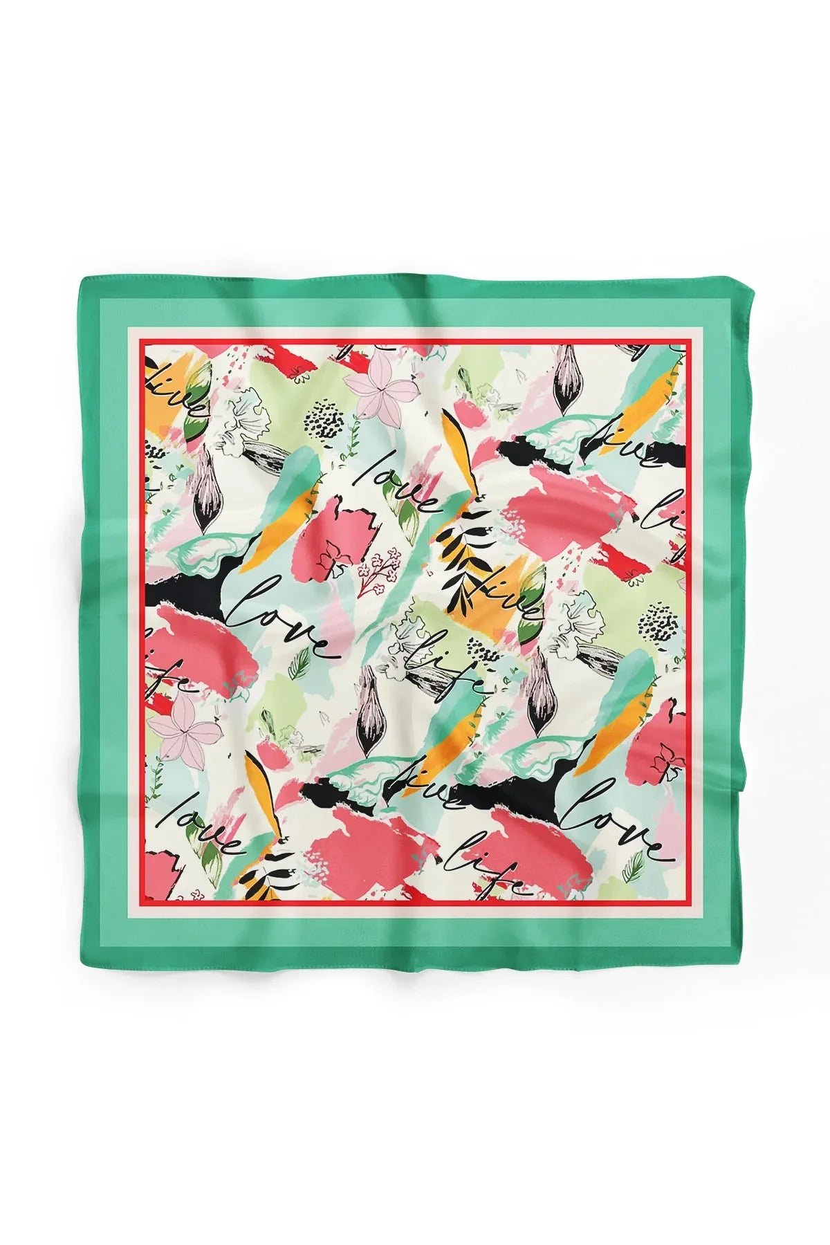 Green Patterned Women's Scarf - Colorful Patterned Women's Scarf