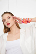 Orange Patterned Scarf - Colorful Patterned Women's Scarf
