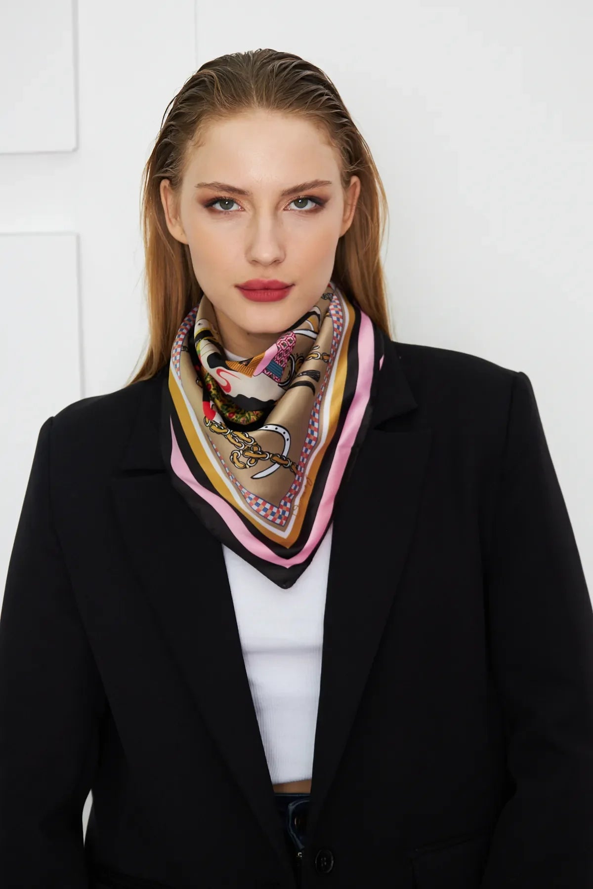 Drasege Patterned Scarf - Colorful Patterned Women's Scarf