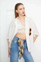 Sunflower Patterned Scarf - Colorful Patterned Women's Scarf