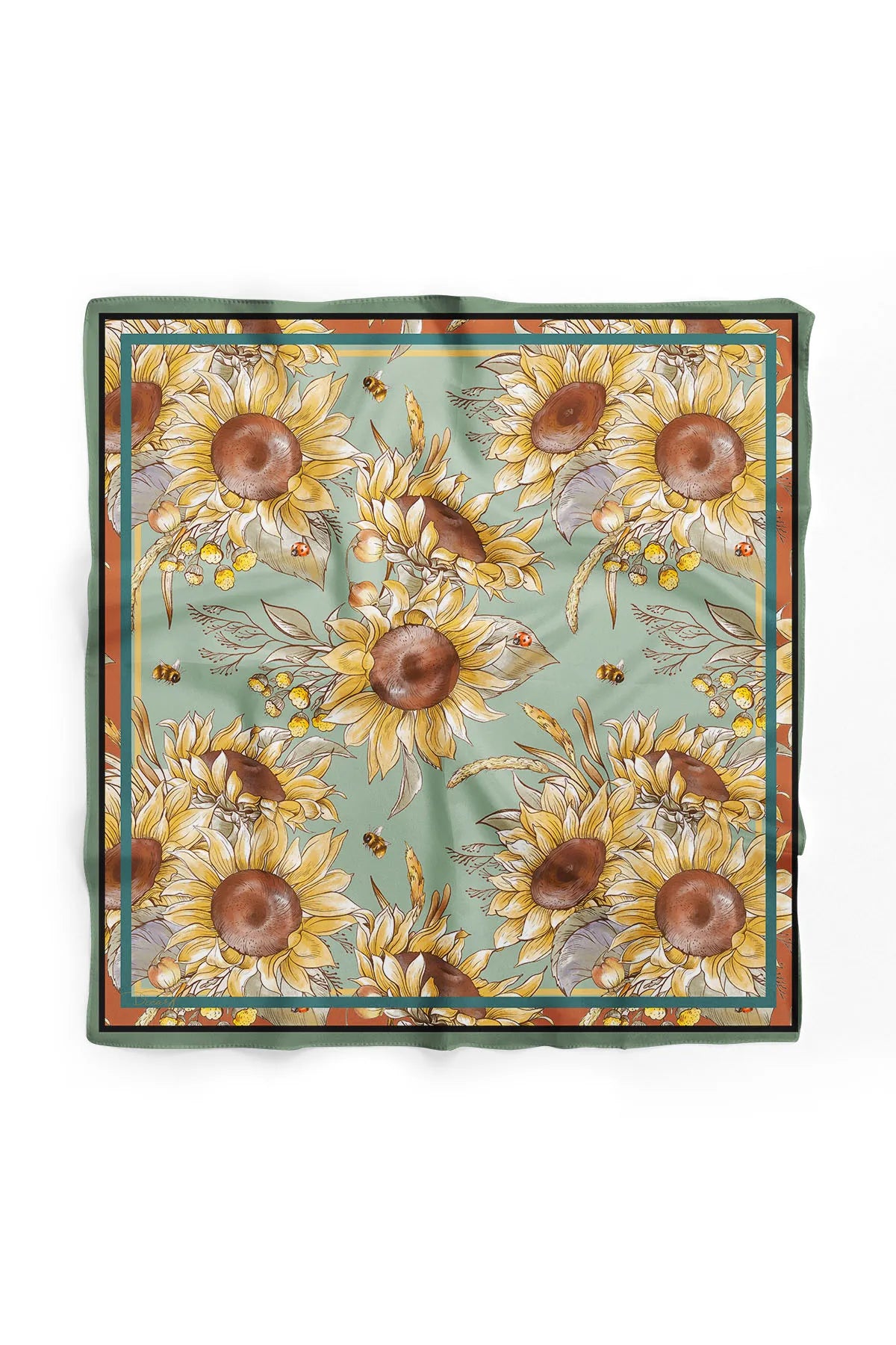 Sunflower Patterned Scarf - Colorful Patterned Women's Scarf