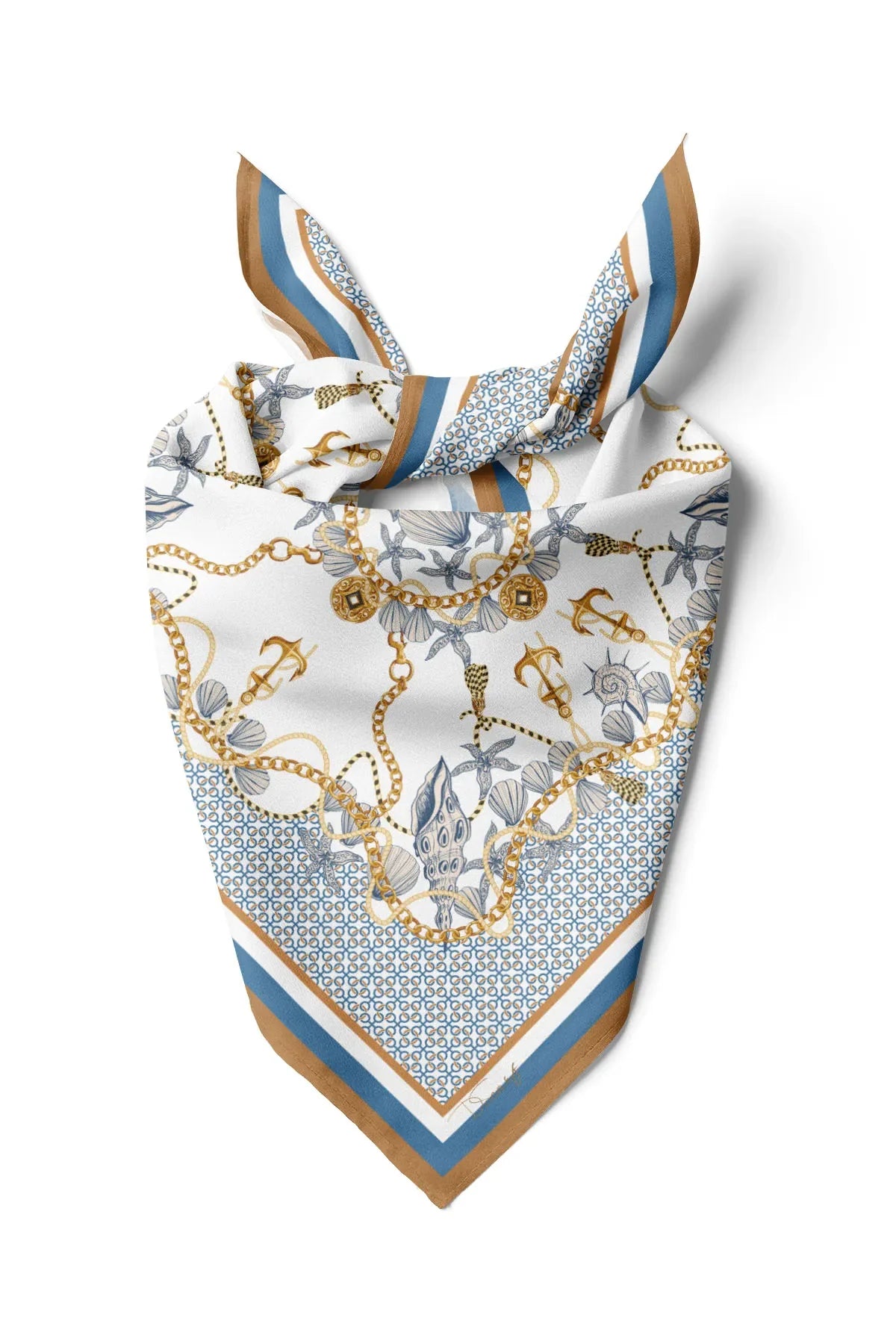 Blue Patterned Scarf - Colorful Patterned Women's Scarf