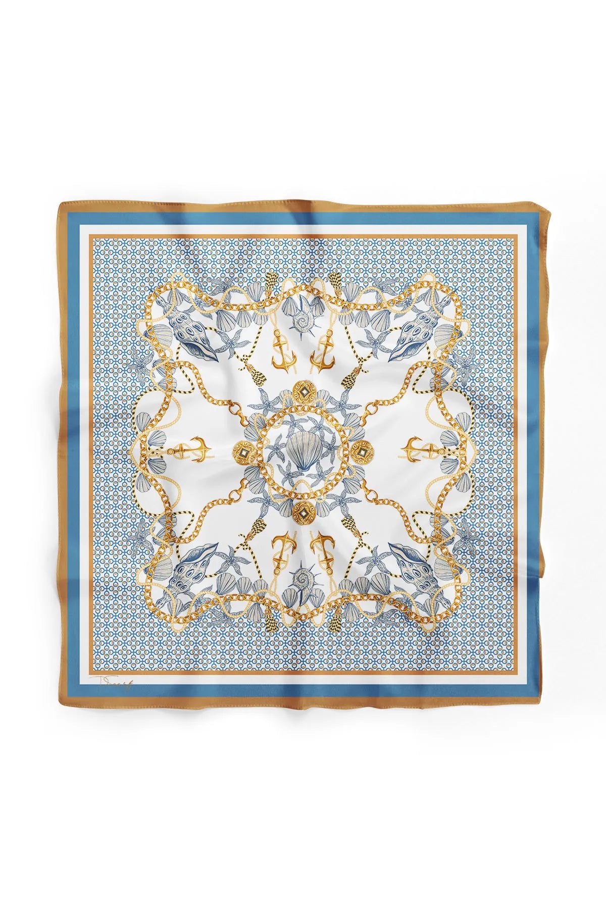 Blue Patterned Scarf - Colorful Patterned Women's Scarf