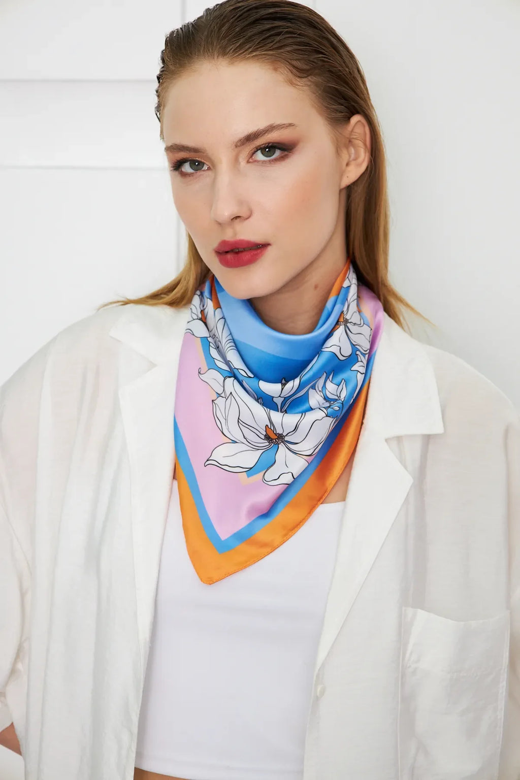White Floral Scarf - Women's Scarf for Stylish Outfits