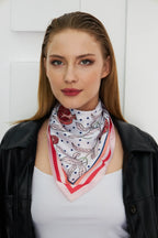 Pomegranate Patterned Scarf - Colorful Patterned Women's Scarf