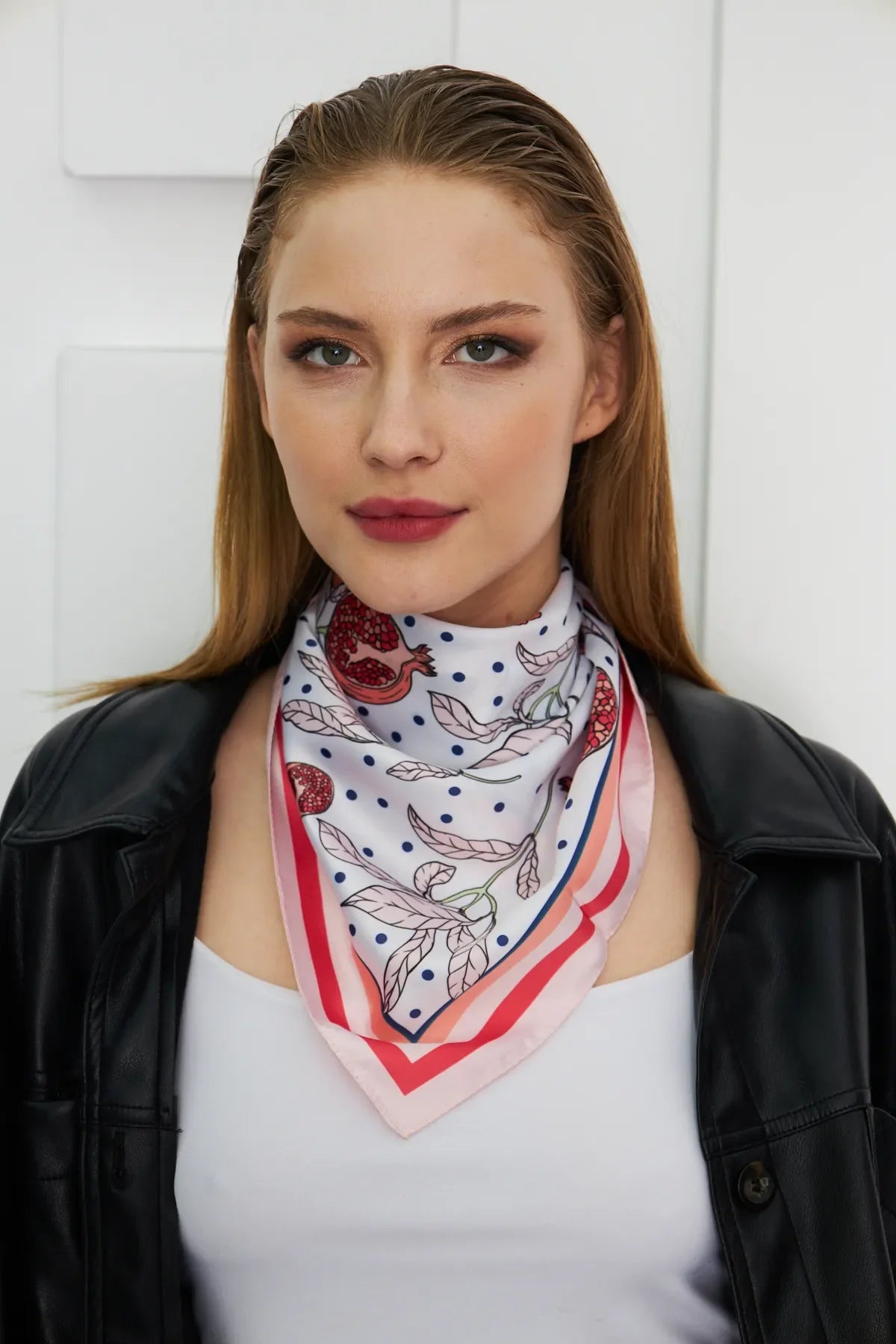 Pomegranate Patterned Scarf - Colorful Patterned Women's Scarf