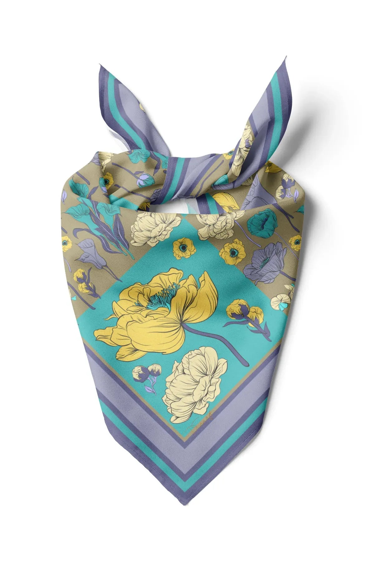 Floral Patterned Scarf - Colorful Patterned Women's Scarf
