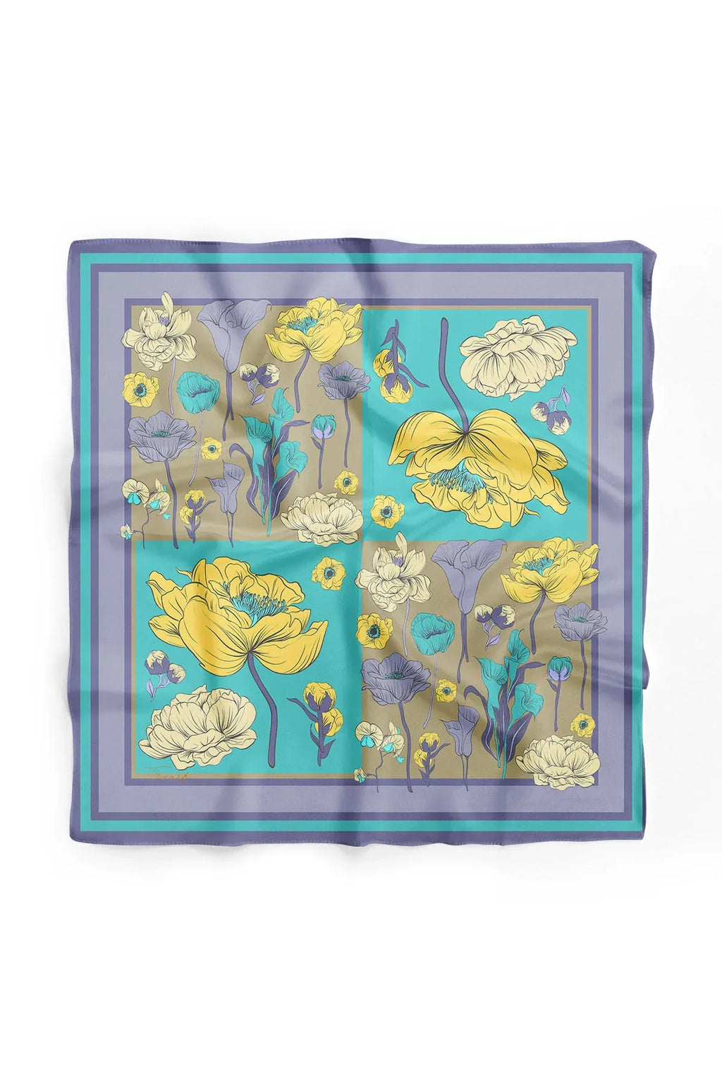 Floral Patterned Scarf - Colorful Patterned Women's Scarf