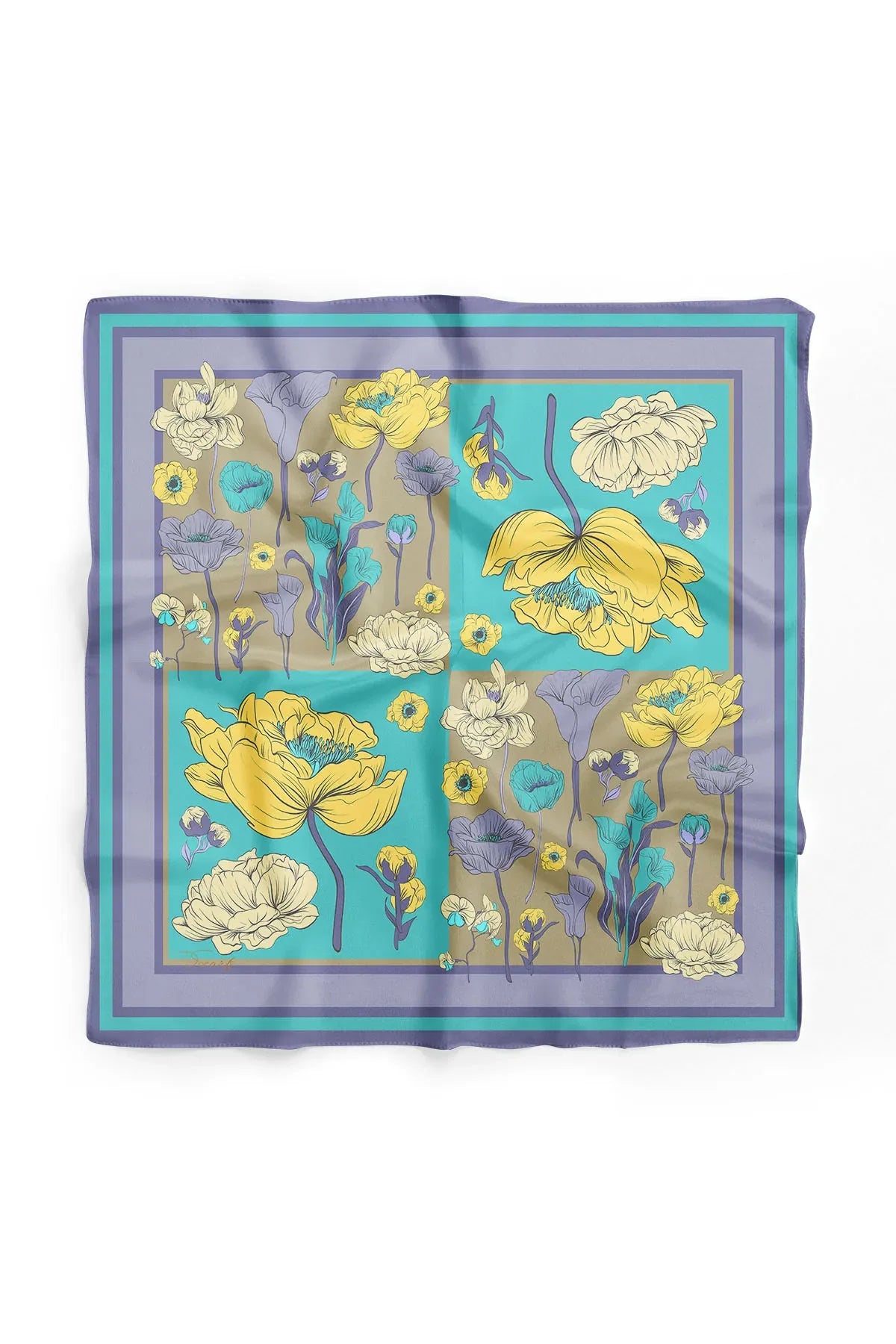 Floral Patterned Scarf - Colorful Patterned Women's Scarf