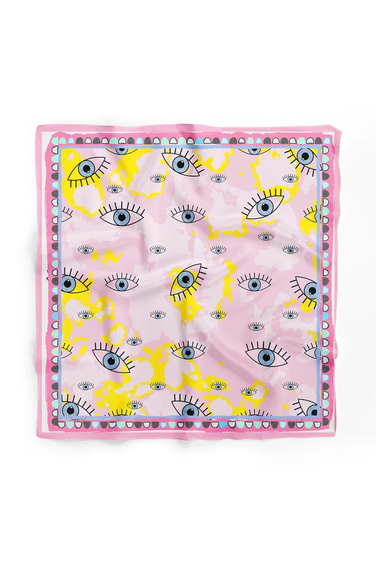 Blue Eye Patterned Scarf - Colorful Patterned Women's Scarf